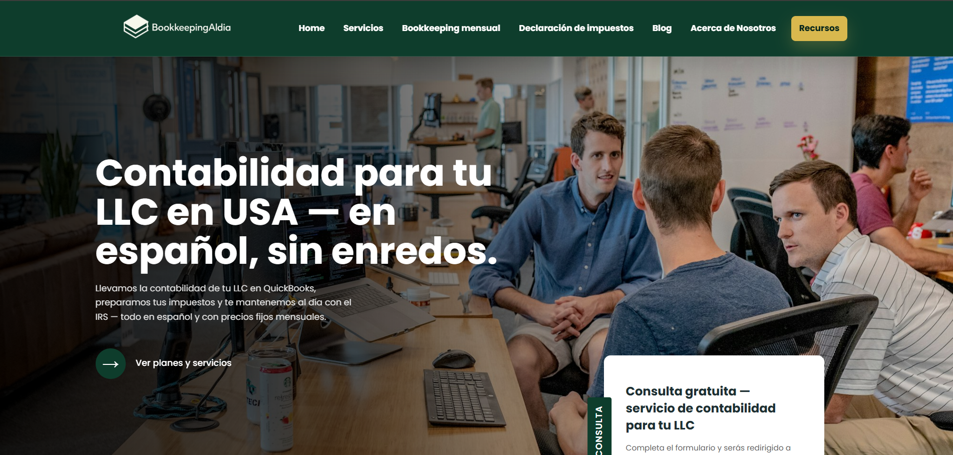 Vista del proyecto Bookkeeping al Día