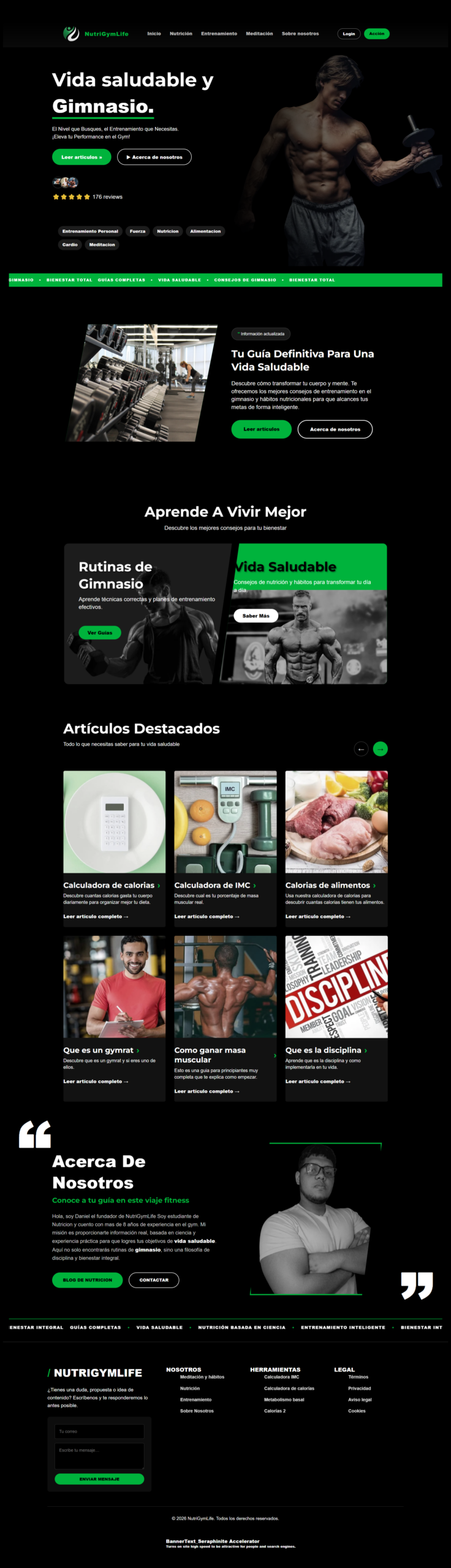 Homepage completa de NutriGymLife